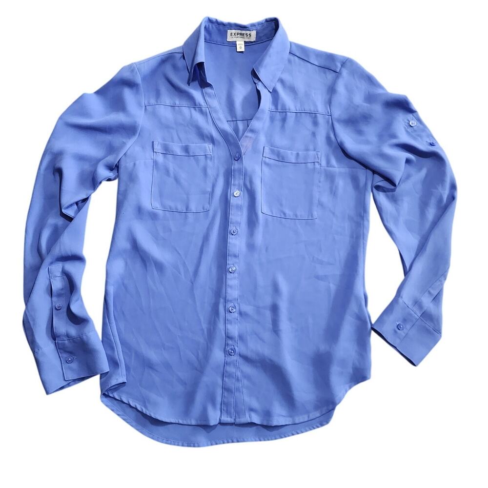 Express Portofino Purple/Blue Button Down Shirt Size XS